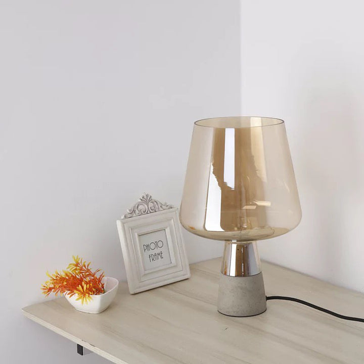 Modern Glass Table Lamps with Concrete Base - Minimalist Design