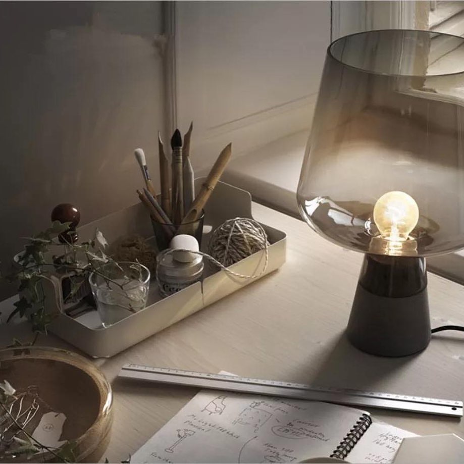 Modern Glass Table Lamps with Concrete Base - Minimalist Design