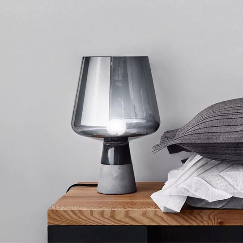 Modern Glass Table Lamps with Concrete Base - Minimalist Design