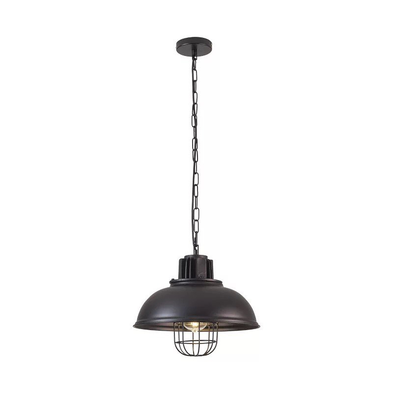 Industrial Pendant Lights with Black Metal Cage Design