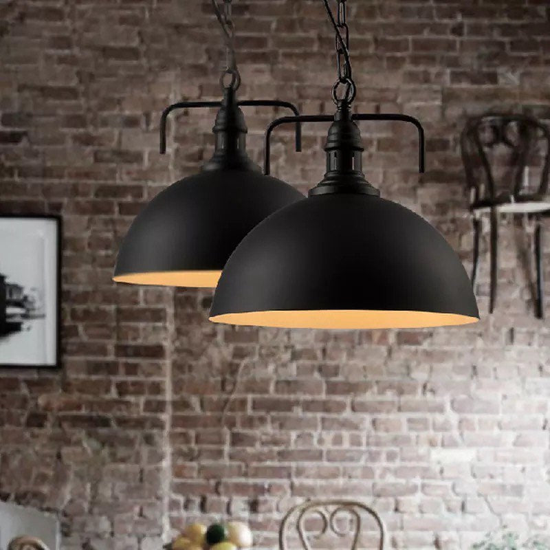 Industrial Pendant Lights with Black Dome Shade