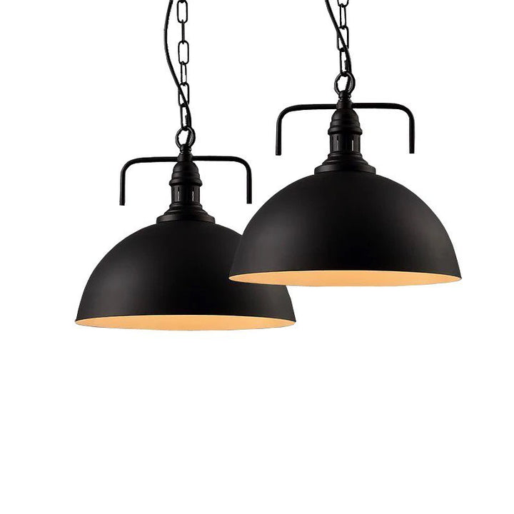 Industrial Pendant Lights with Black Dome Shade