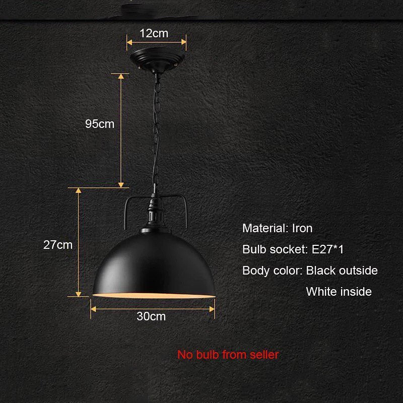 Industrial Pendant Lights with Black Dome Shade