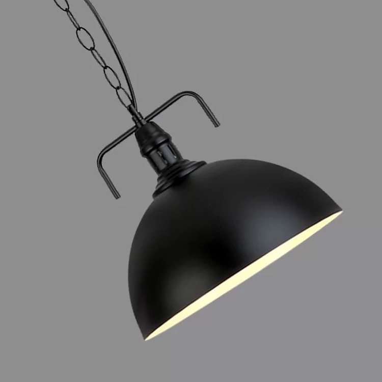 Industrial Pendant Lights with Black Dome Shade