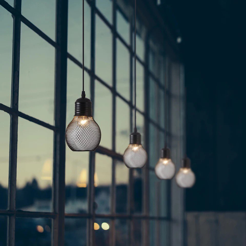 Modern Black Wireframe Pendant Light - Minimalist Bedroom Design