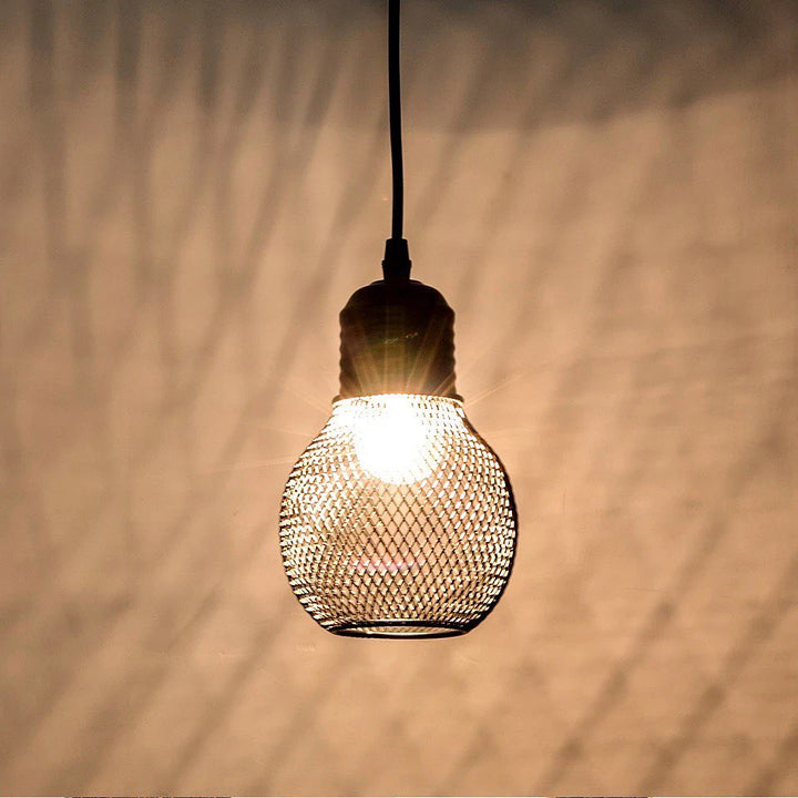 Modern Black Wireframe Pendant Light - Minimalist Bedroom Design