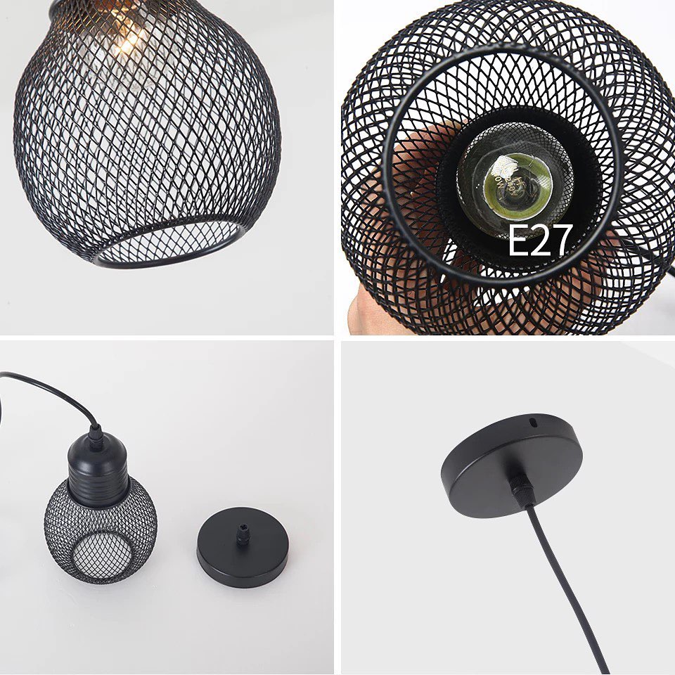 Modern Black Wireframe Pendant Light - Minimalist Bedroom Design