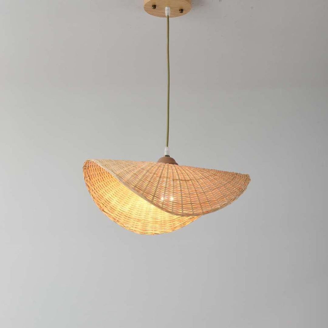 Rustic Pendant Lights with Natural Woven Shades - Artistic Design