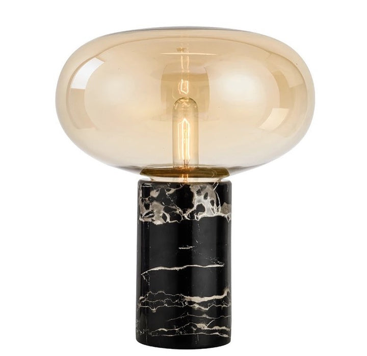 Modern Amber Glass Table Lamp with Marble Base