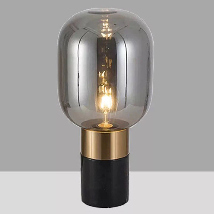 Modern Amber Glass Table Lamp with Gold and Marble Base