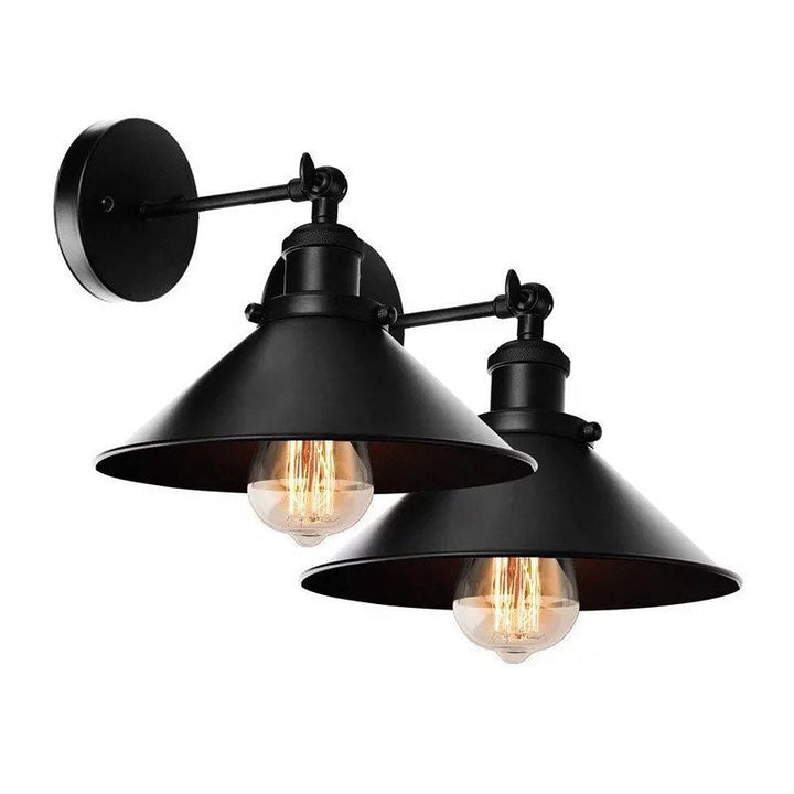 Industrial Wall Sconces with Black Metal Shade