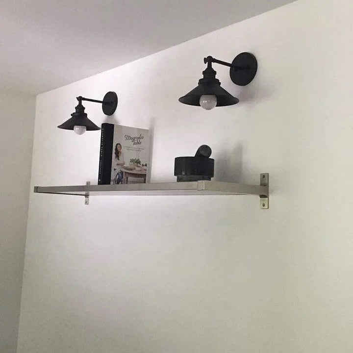 Industrial Wall Sconces with Black Metal Shade