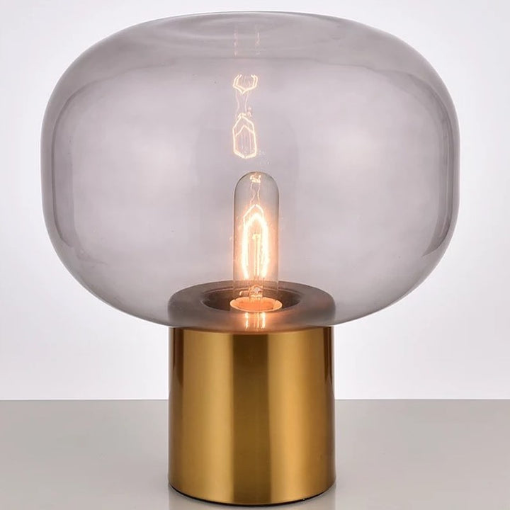 Modern Smoky Glass Table Lamp with Gold Base