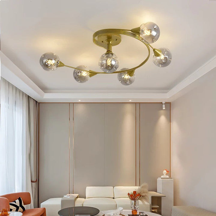 Modern Ceiling Light with Branch Design and Glass Globe Shades