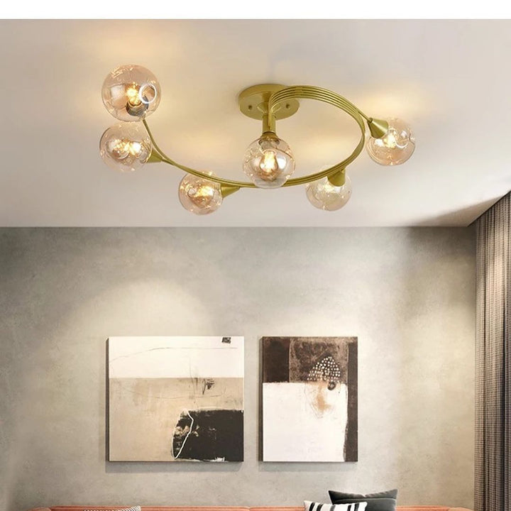 Modern Ceiling Light with Branch Design and Glass Globe Shades