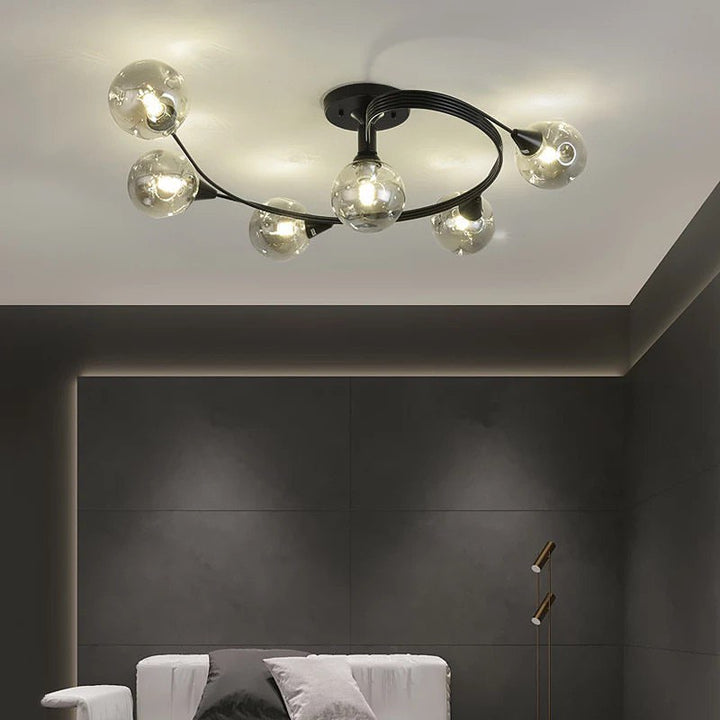 Modern Ceiling Light with Branch Design and Glass Globe Shades