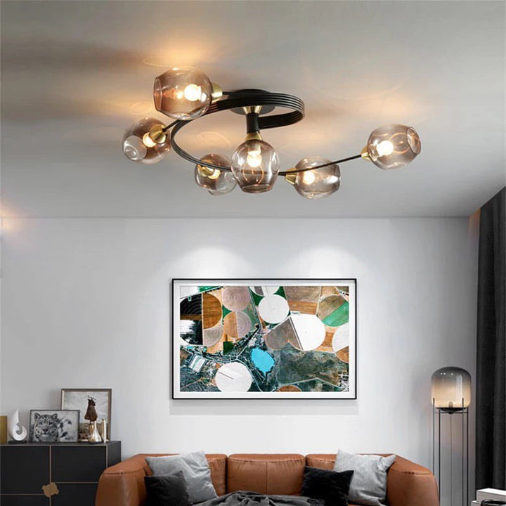 Modern Ceiling Light with Branch Design and Glass Globe Shades