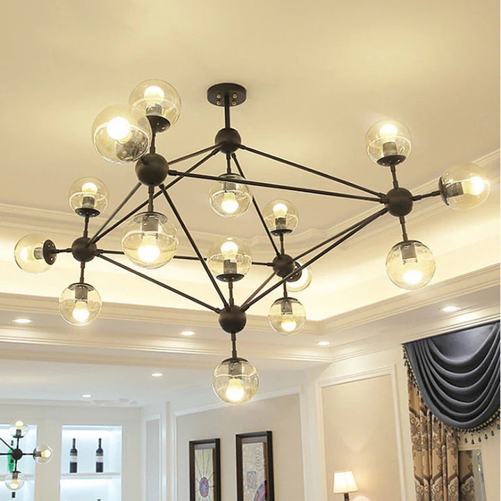 Modern Geometric Chandelier with Glass Globe Shades