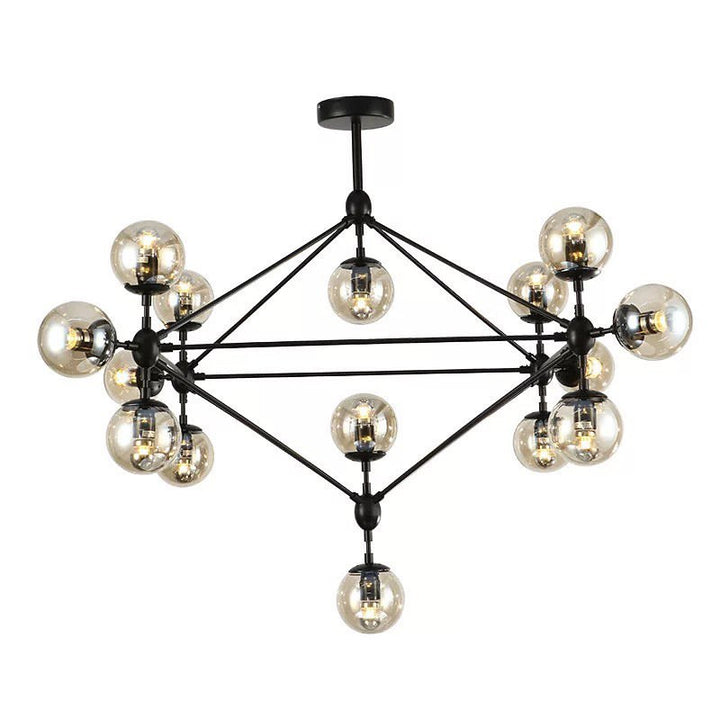 Modern Geometric Chandelier with Glass Globe Shades