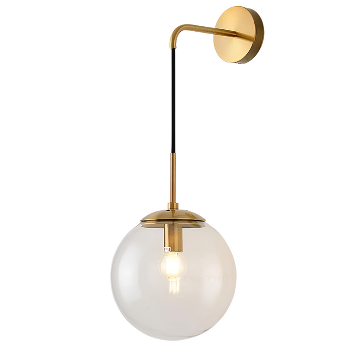 Modern Wall Light with Gold Finish and Glass Globe Shade