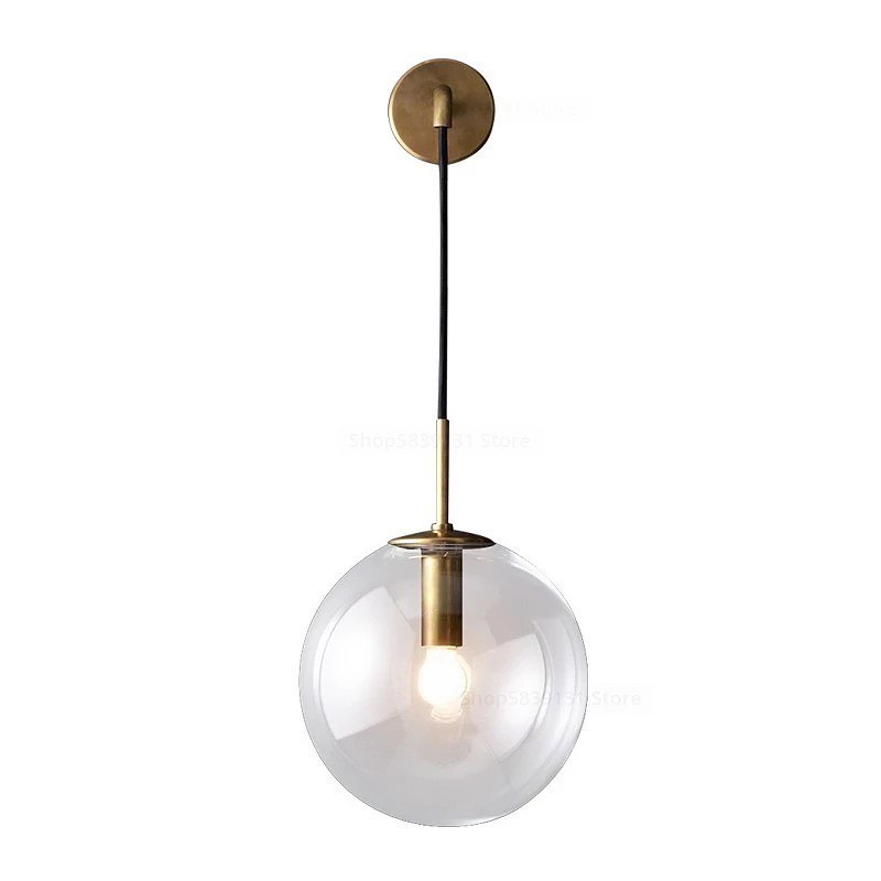 Modern Wall Light with Gold Finish and Glass Globe Shade