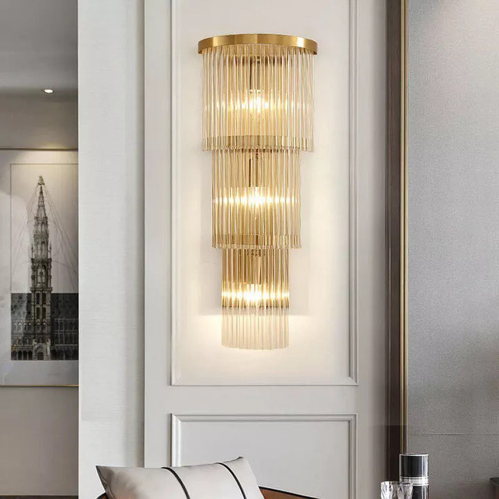 Luxury Wall Light with Gold Frame and Crystal Accents