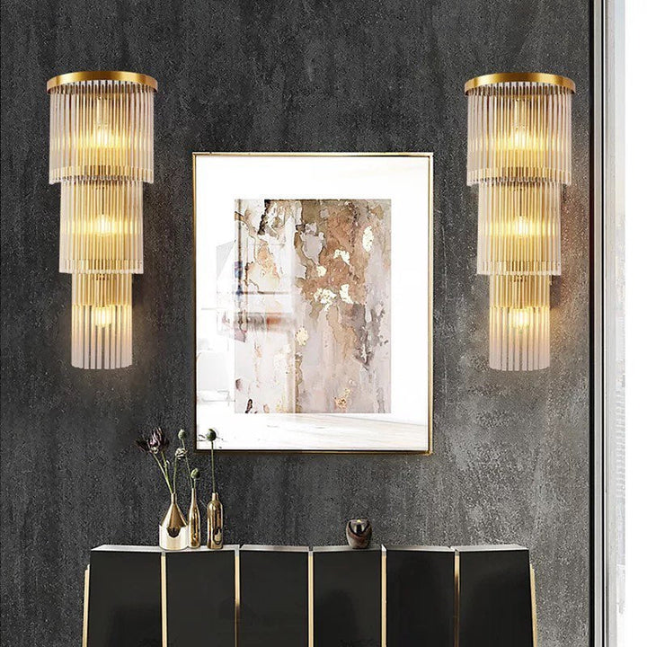 Luxury Wall Light with Gold Frame and Crystal Accents