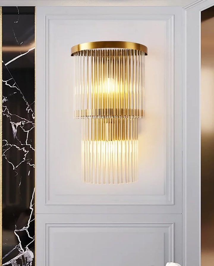 Elegant Gold Wall Light with Crystal Strands