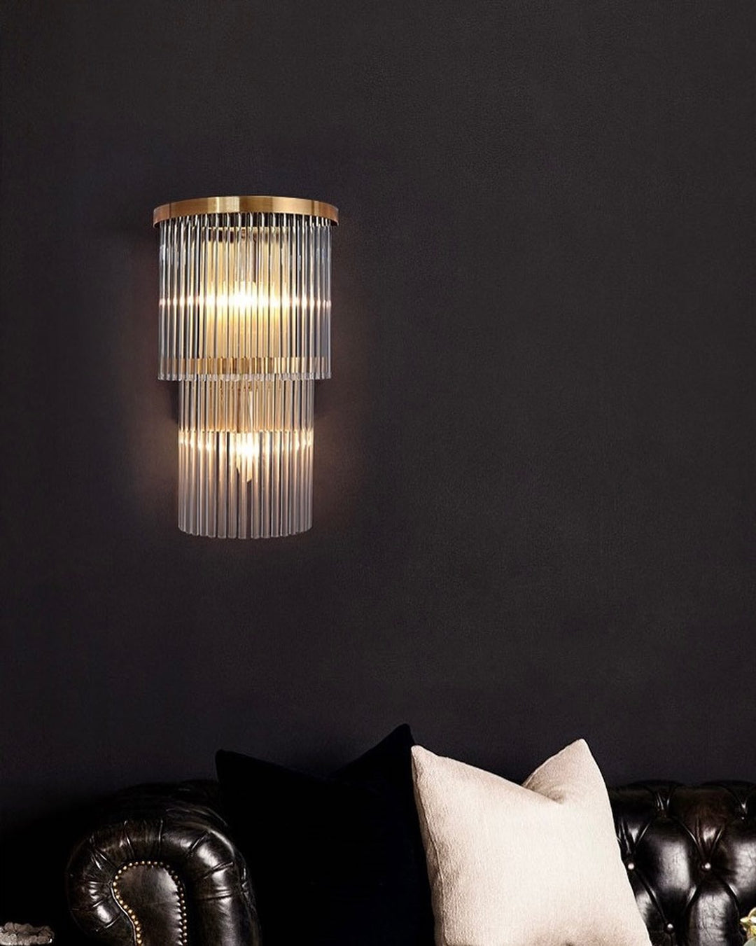 Elegant Gold Wall Light with Crystal Strands