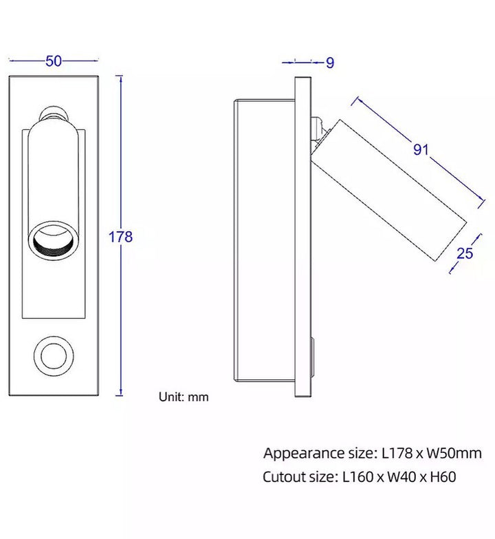 Modern LED Wall-Mounted Reading Light with Black Cylindrical Design