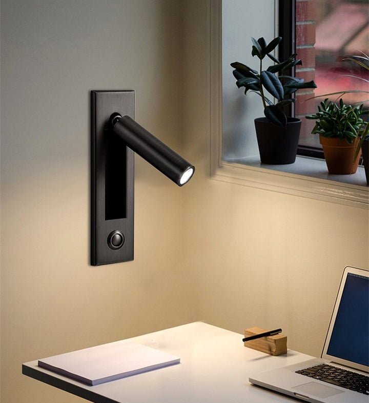 Modern LED Wall-Mounted Reading Light with Black Cylindrical Design