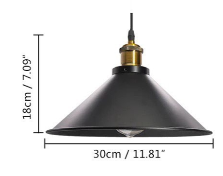 Industrial Pendant Lights with Black Shades and Gold Accents