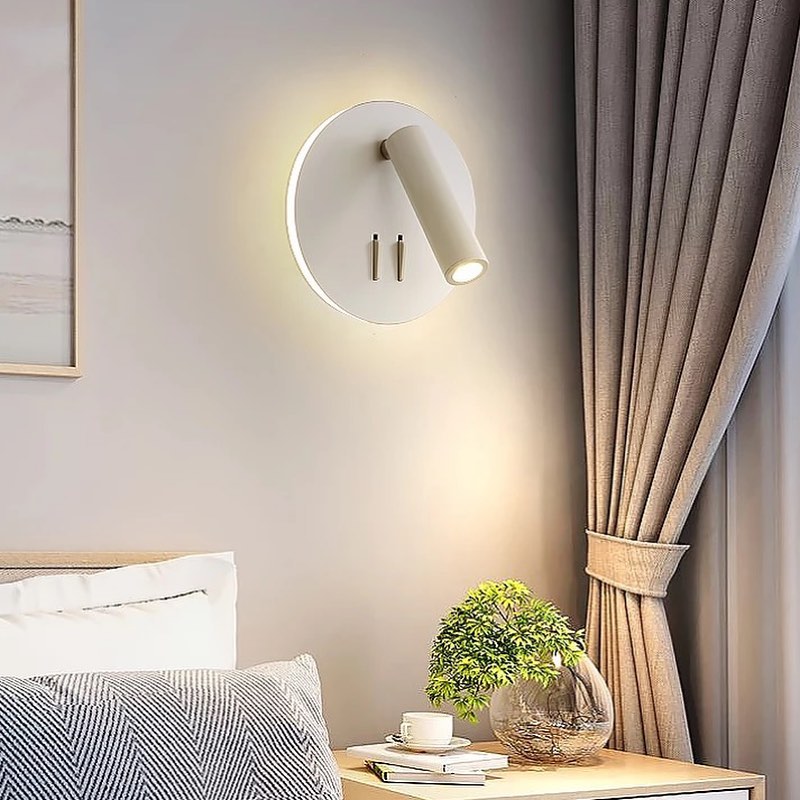 Modern Adjustable Wall Spotlight with White Finish