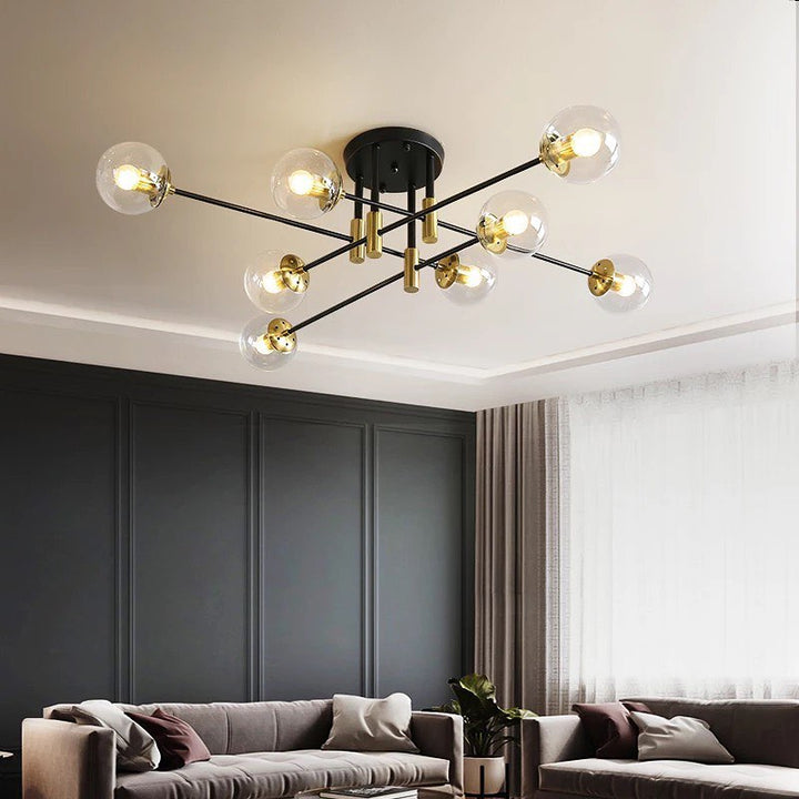 Modern Branch-Style Ceiling Light with Smoky Glass Globes