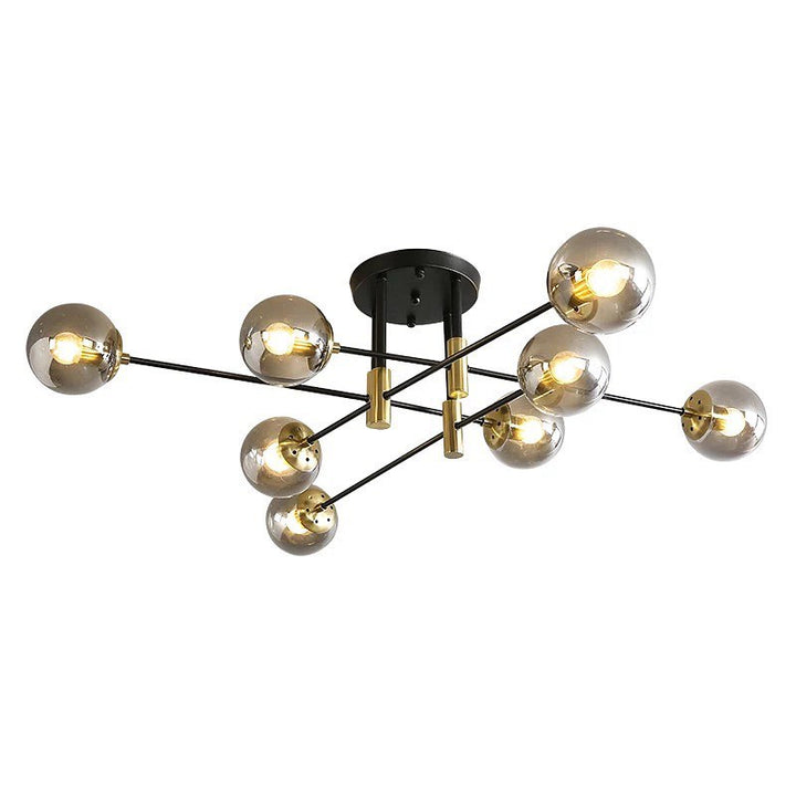 Modern Branch-Style Ceiling Light with Smoky Glass Globes