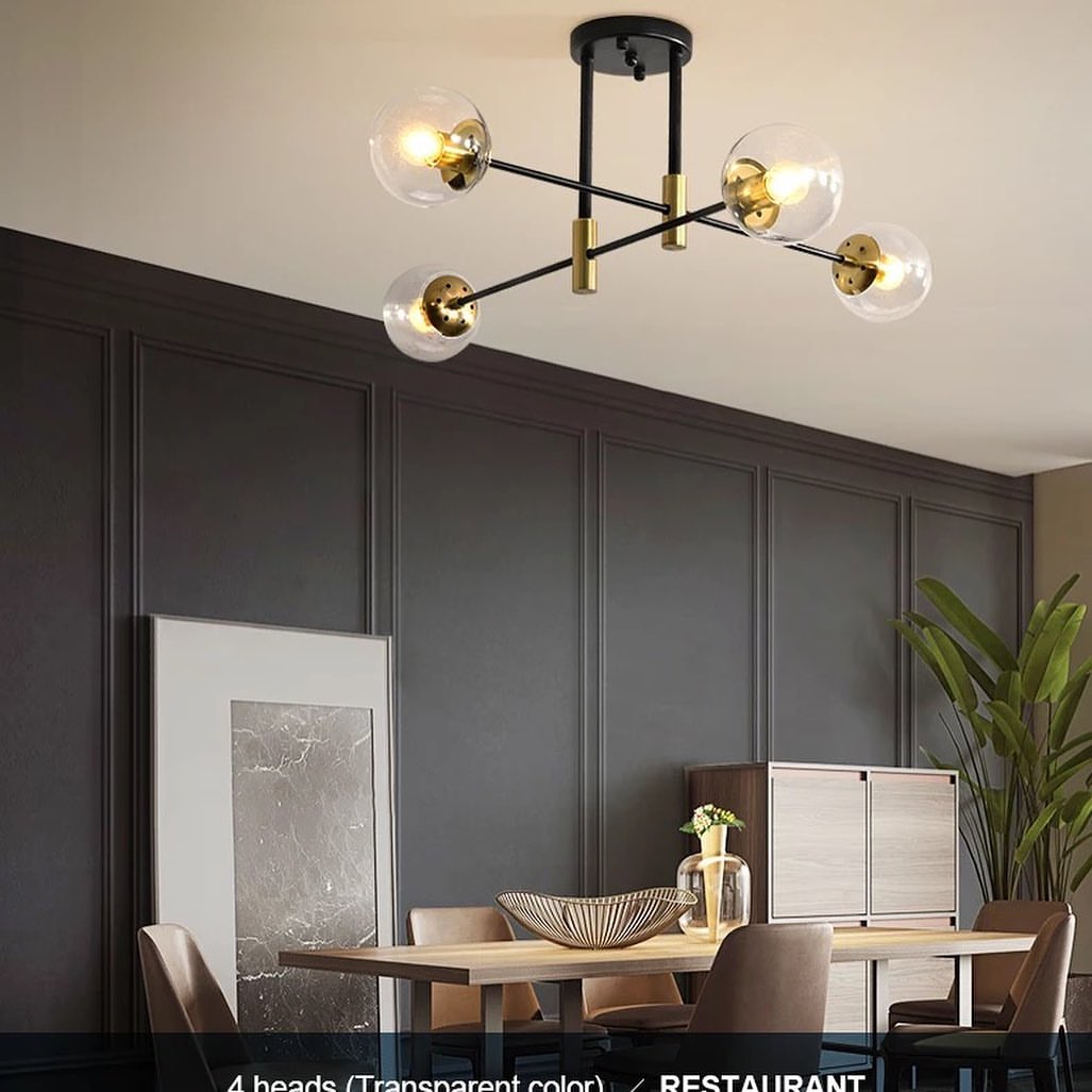 Modern Branch-Style Ceiling Light with Smoky Glass Globes