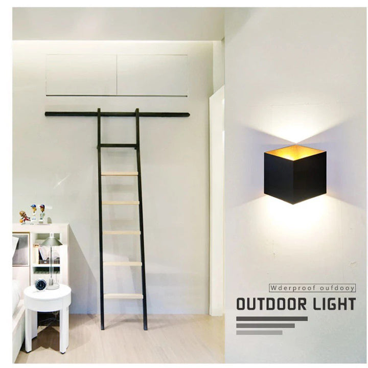 Modern Outdoor Wall Light with Black Cube Design