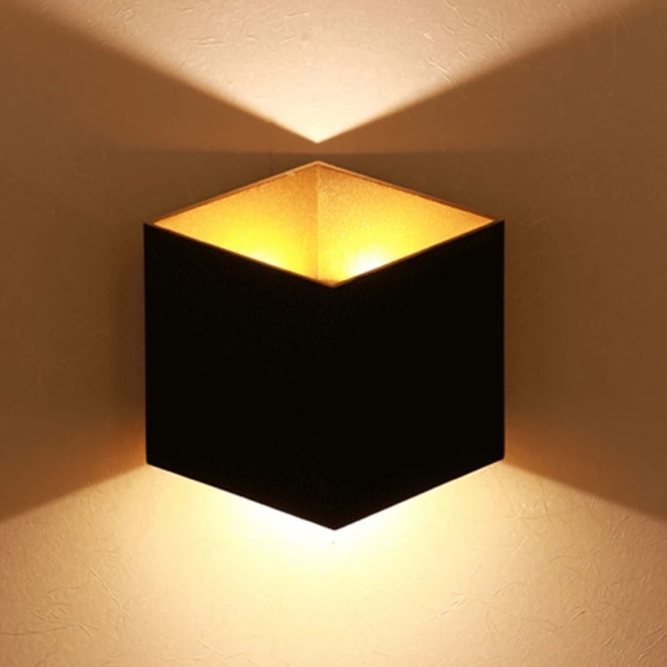 Modern Outdoor Wall Light with Black Cube Design