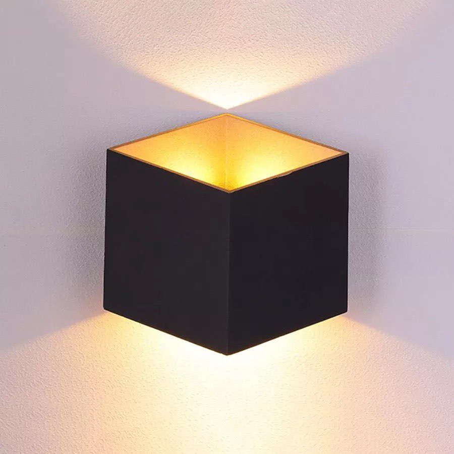 Modern Outdoor Wall Light with Black Cube Design