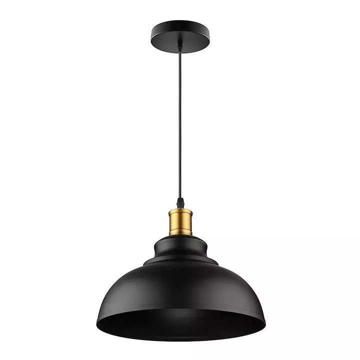 Industrial Black Pendant Light with Gold Accent