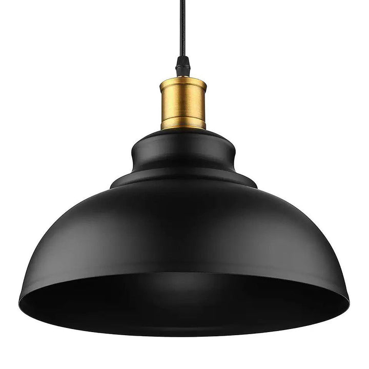 Industrial Black Pendant Light with Gold Accent