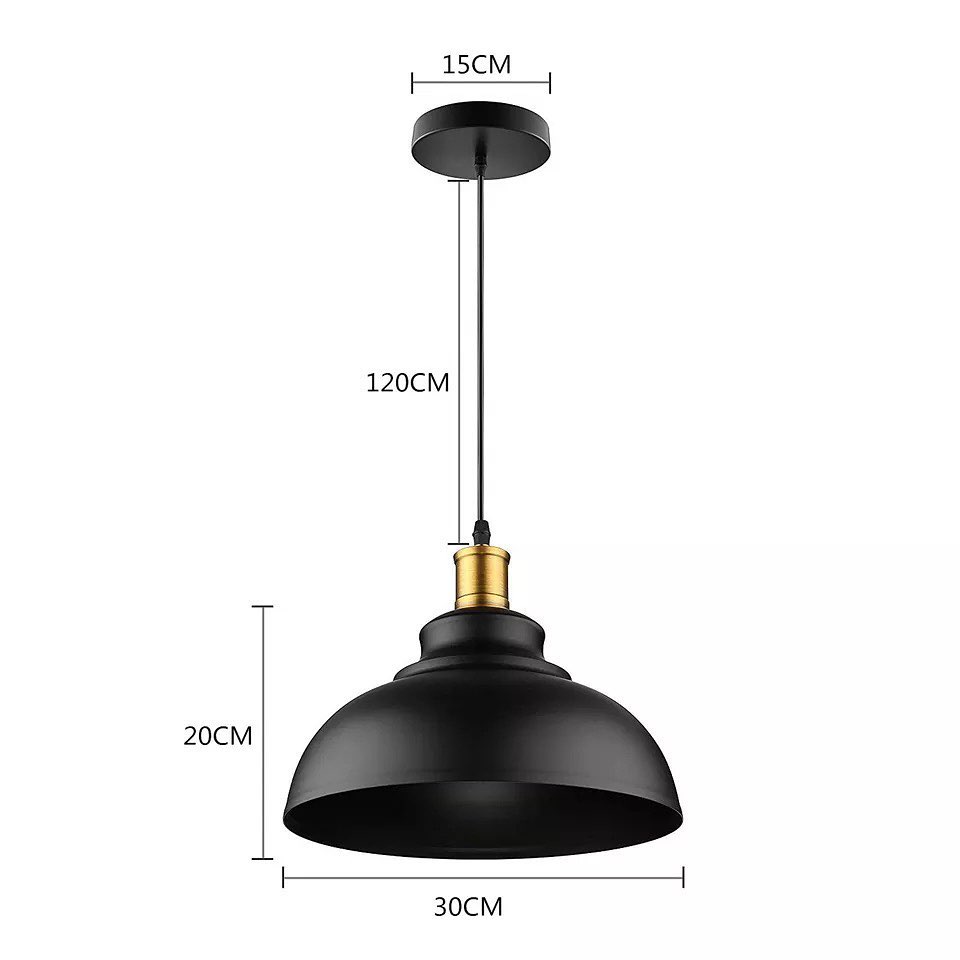 Industrial Black Pendant Light with Gold Accent