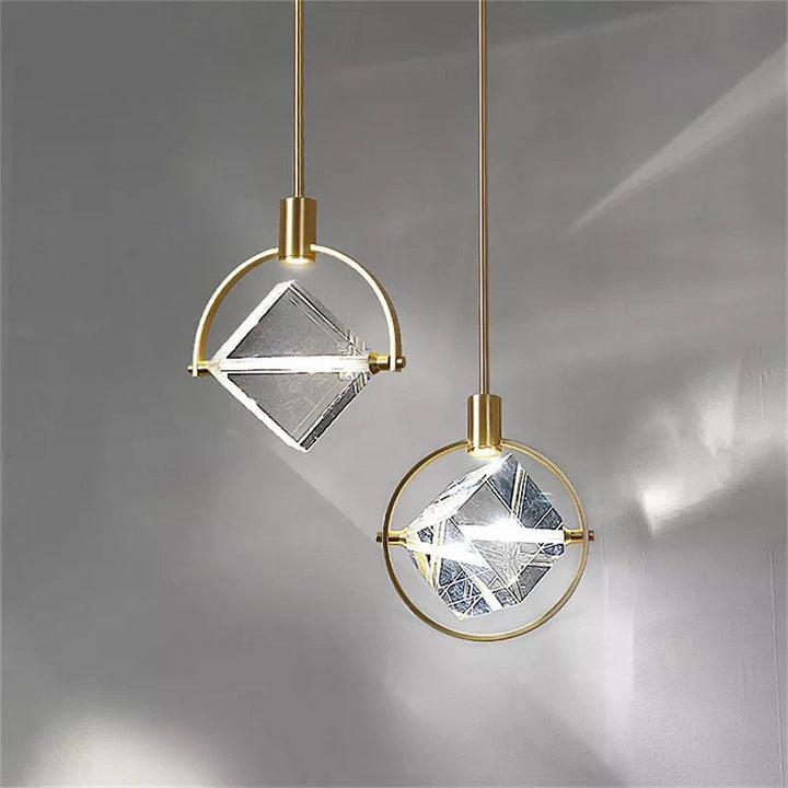 Modern Crystal Pendant Light with Gold Finish