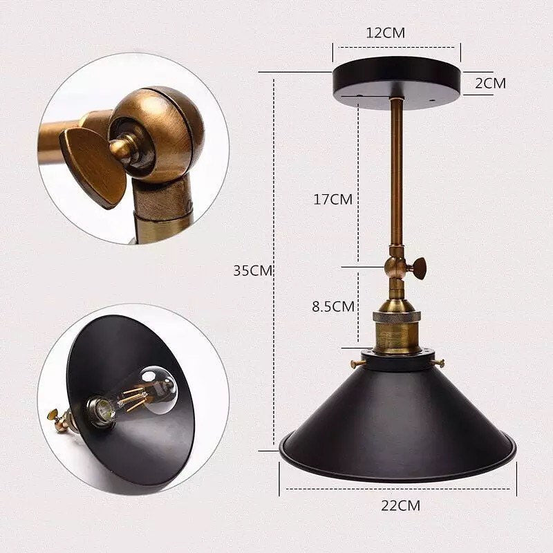 Industrial Pendant Light with Black and Brass Finish