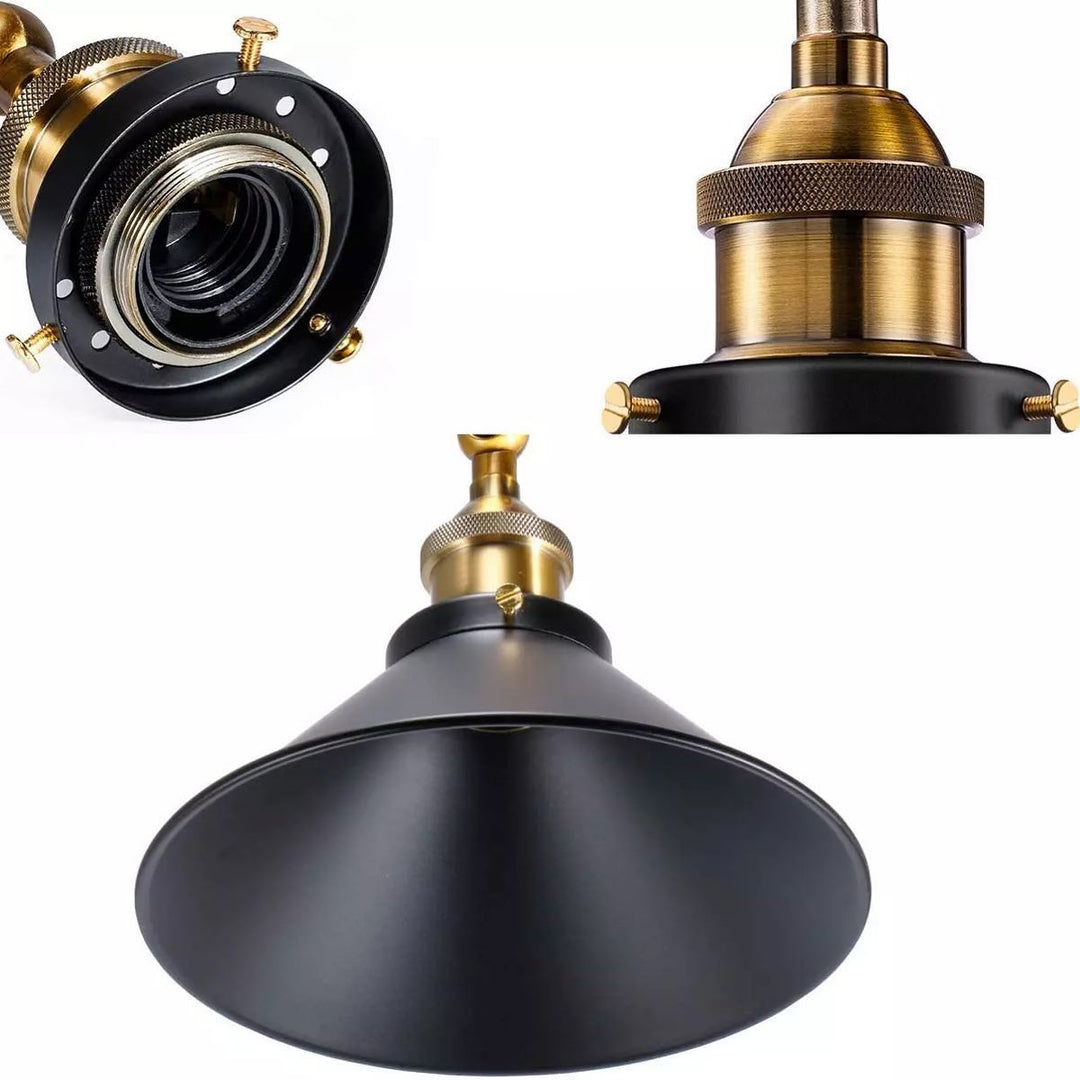 Industrial Pendant Light with Black and Brass Finish