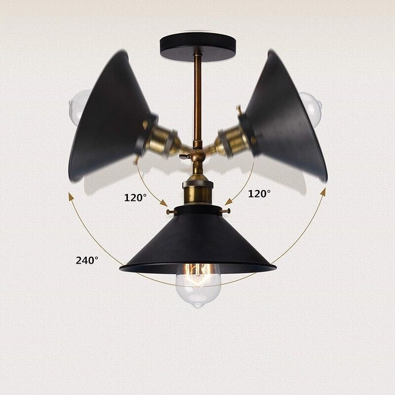 Industrial Pendant Light with Black and Brass Finish