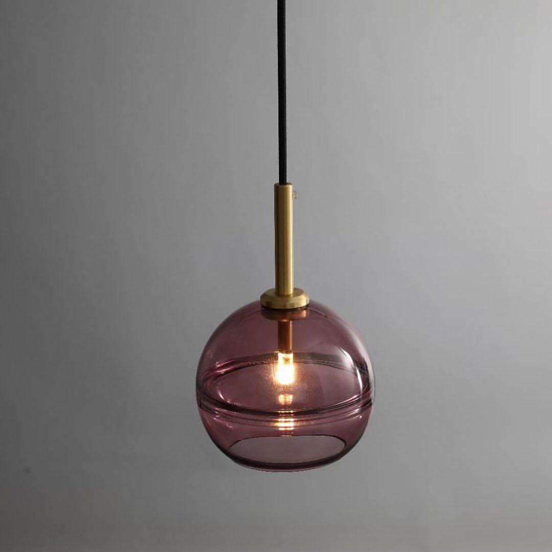 Modern Glass Pendant Light with Purple Shade