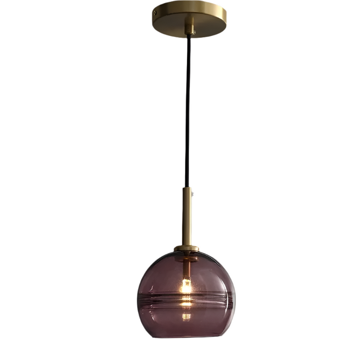 Modern Glass Pendant Light with Purple Shade