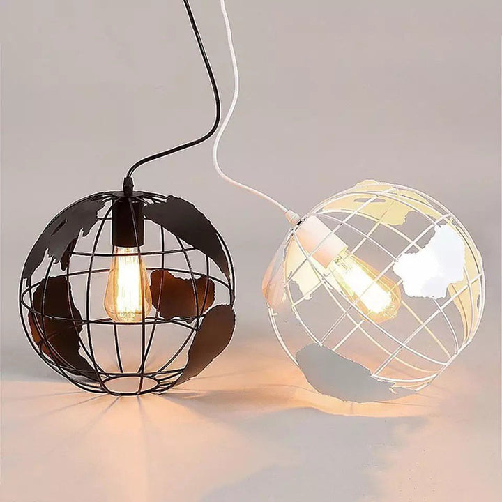 Modern Globe Pendant Lights with Map Design