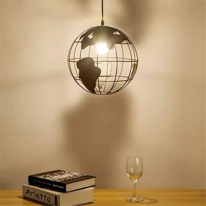 Modern Globe Pendant Lights with Map Design